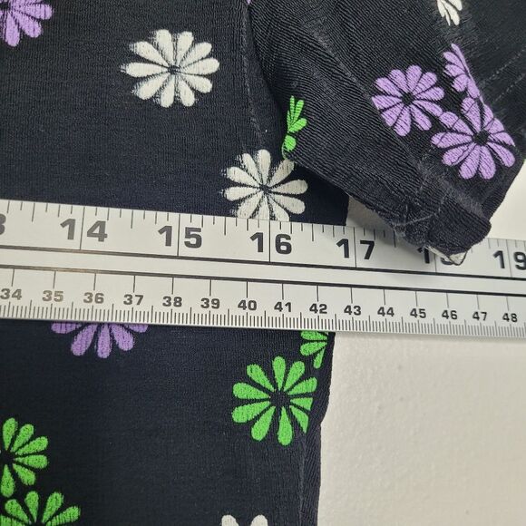 Vintage 90s Pia 70s vibe flower print short sleeve stretch quirky top size med - Picture 5 of 7